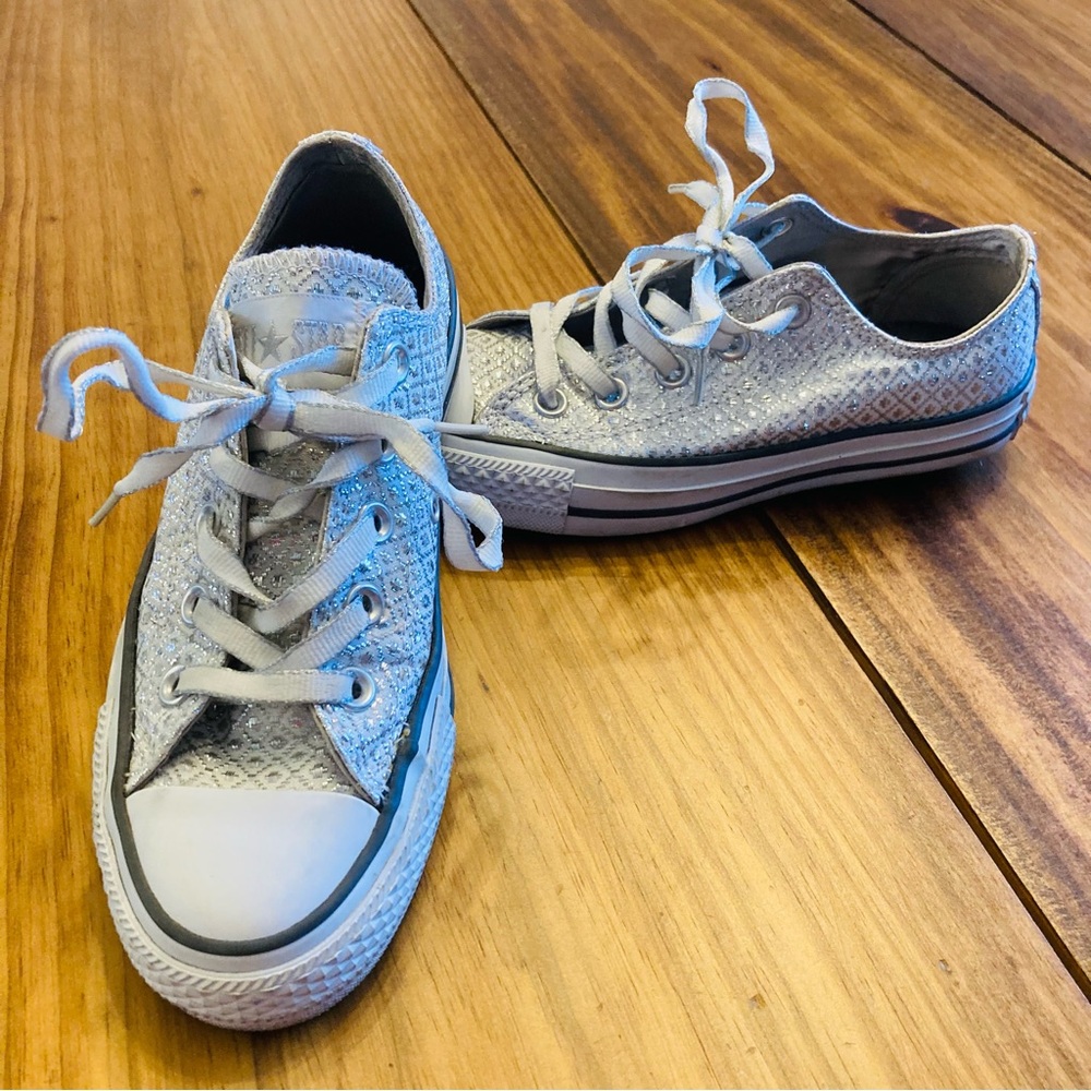 Converse Chuck Taylor All Star Silver Sparkle Low Top Shoes